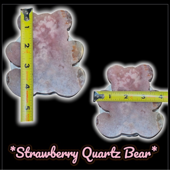 Strawberry Quartz Bear Carving - Picture 2 of 3